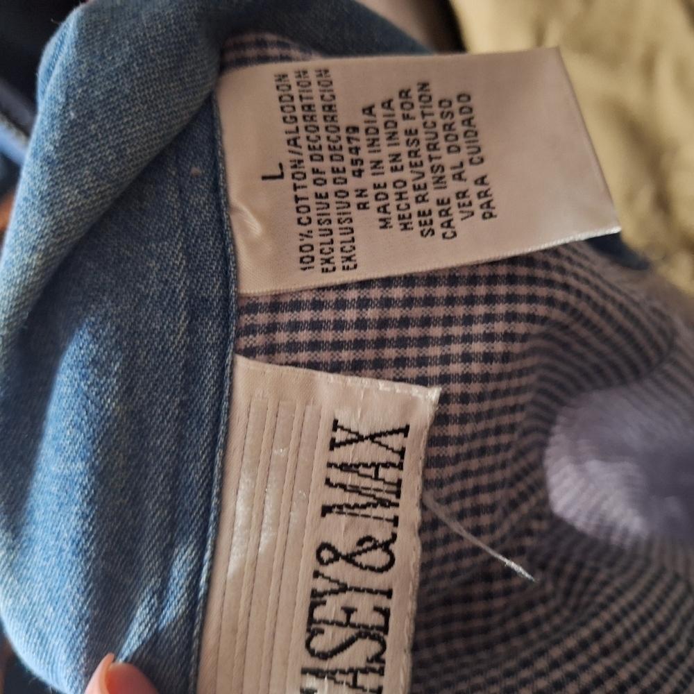 Vintage Casey & Max Denim Lattice Plaid Quilt Vest Size Large - Picture 5 of 5